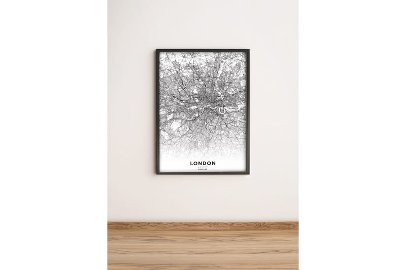 Billede By med ramme flerfarvet, 33x65 cm