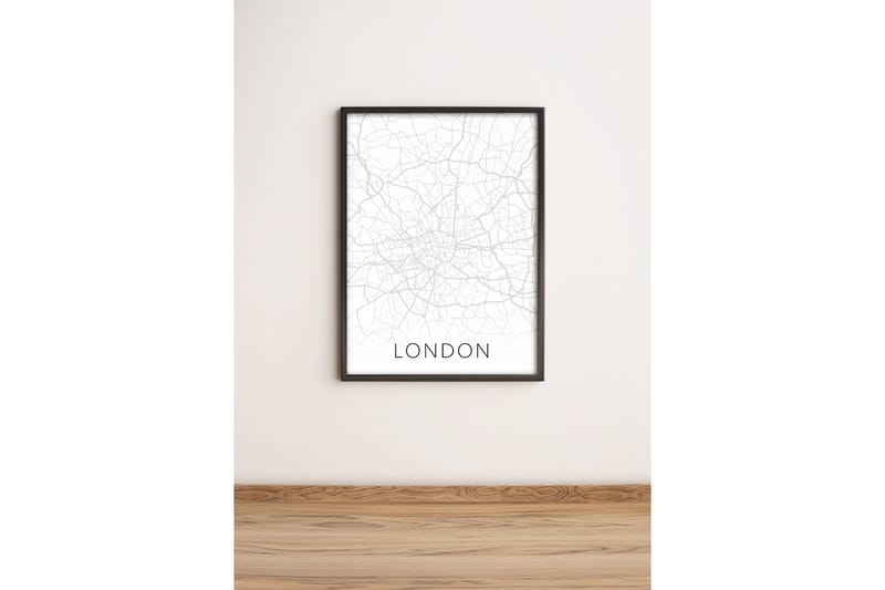 Billede By med ramme flerfarvet, 33x65 cm