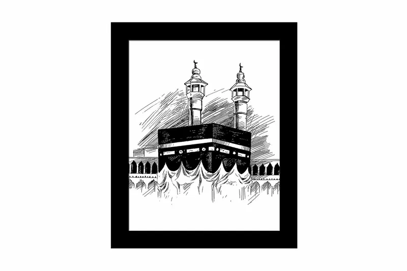 Billede Bygning med ramme flerfarvet, 22,3x52,8 cm