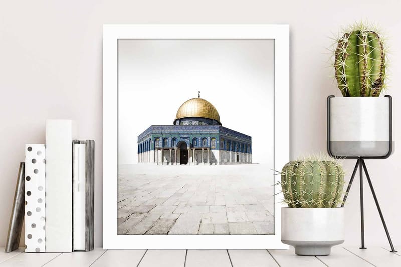 Billede Bygning med ramme flerfarvet - 22,3x52,8 cm - Boligtilbehør - Billeder & kunst