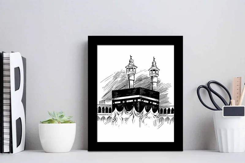 Billede Bygning med ramme flerfarvet - 22,3x52,8 cm - Boligtilbehør - Billeder & kunst