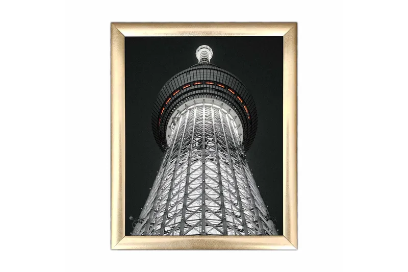 Billede Bygning med ramme flerfarvet, 22,3x52,8 cm