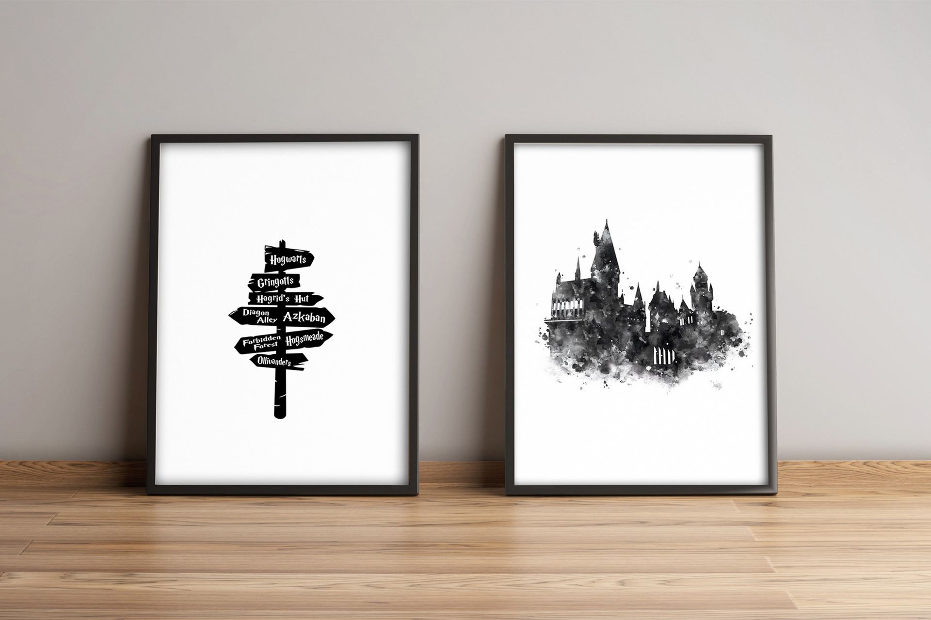 Billede Bygning med stel 2 stk Flerfarvet - 33x65 cm - Boligtilbehør - Billeder & kunst