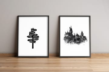 Billede Bygning med stel 2 stk Flerfarvet - 33x65 cm - Boligtilbehør - Billeder & kunst
