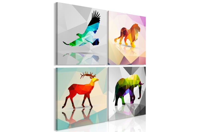 Billede Colourful Animals 4 Parts 80x80, Artgeist sp. z o. o.