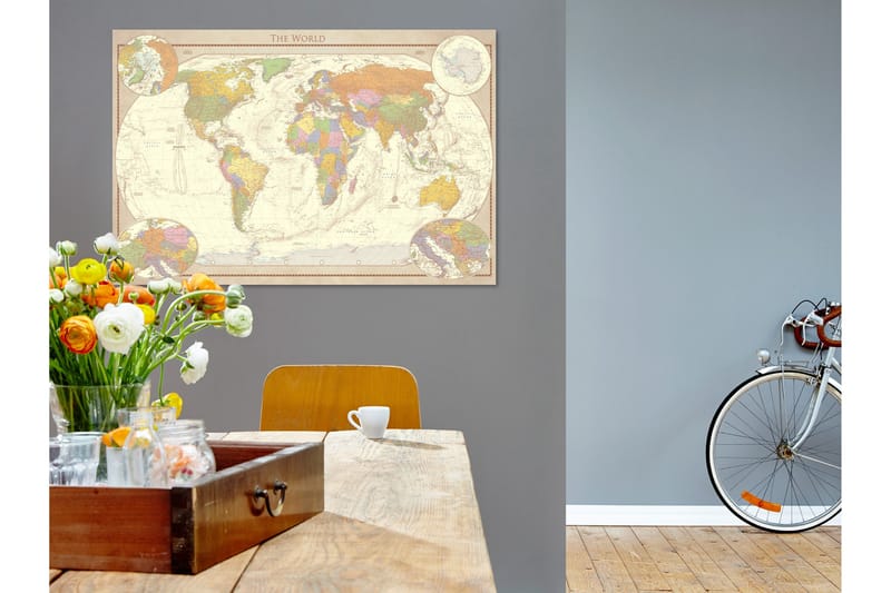 Billede Cream World Map 120x80, Artgeist sp. z o. o.