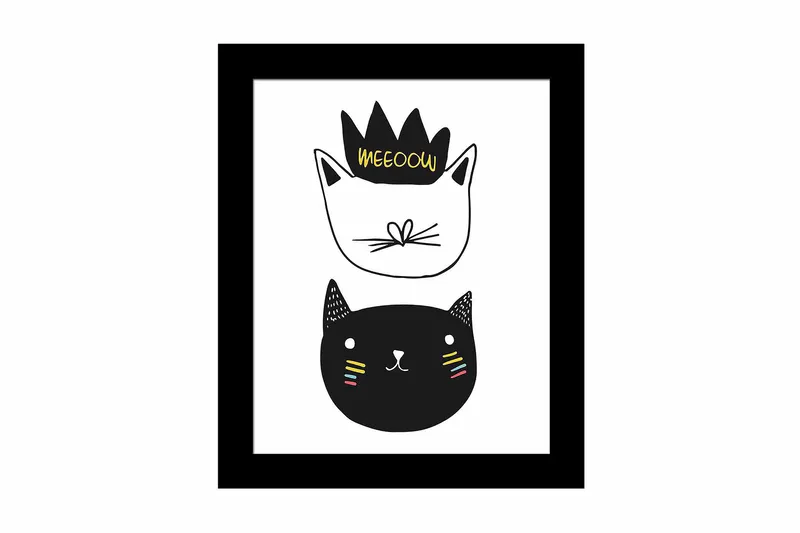 Billede Dyr med ramme flerfarvet, 22,3x52,8 cm