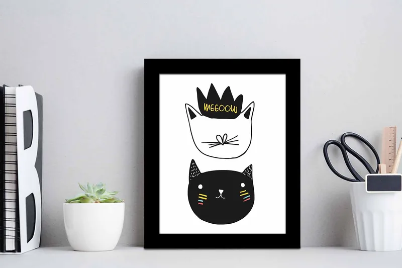 Billede Dyr med ramme flerfarvet - 22,3x52,8 cm - Boligtilbehør - Billeder & kunst