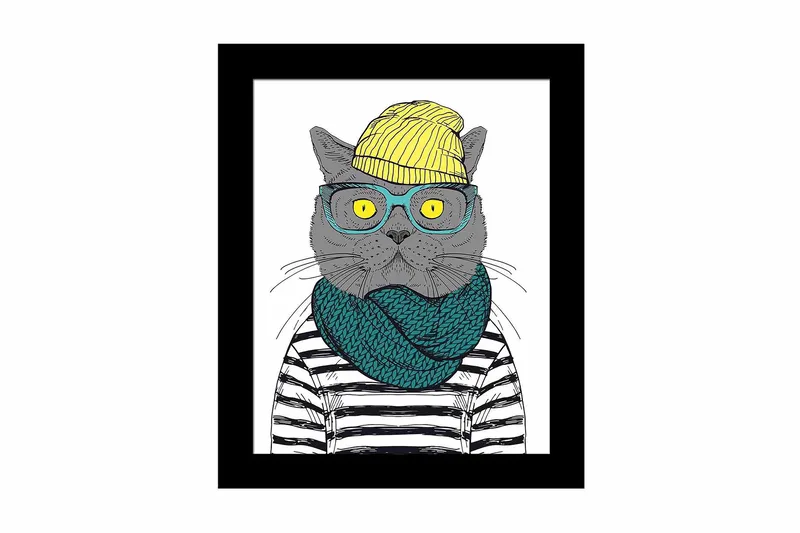 Billede Dyr med ramme flerfarvet, 22,3x52,8 cm