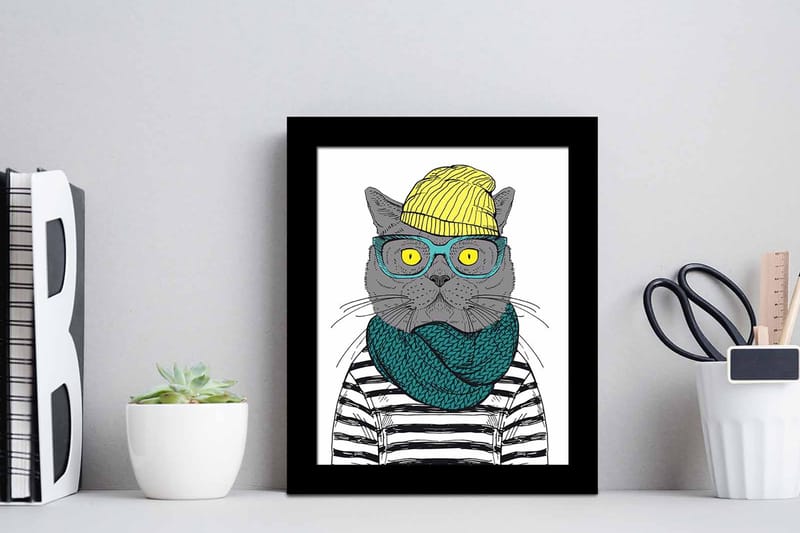 Billede Dyr med ramme flerfarvet - 22,3x52,8 cm - Boligtilbehør - Billeder & kunst