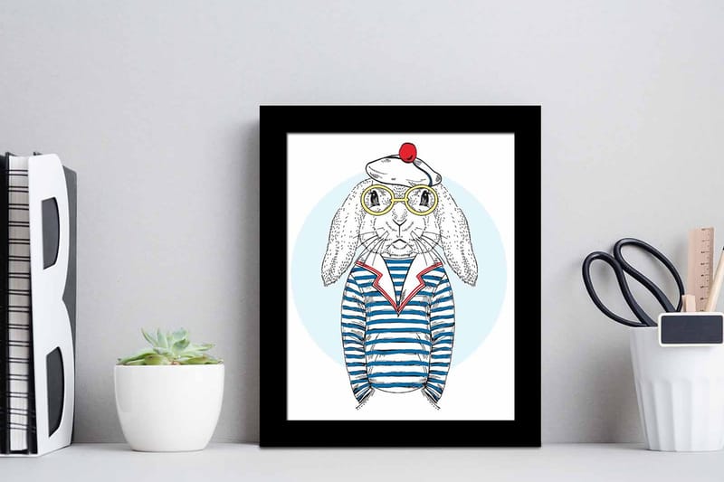 Billede Dyr med ramme flerfarvet - 22,3x52,8 cm - Boligtilbehør - Billeder & kunst