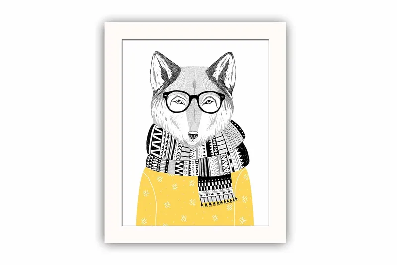 Billede Dyr med ramme flerfarvet, 22,3x52,8 cm