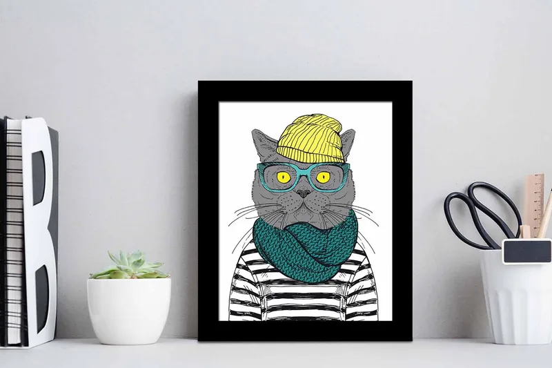 Billede Dyr med ramme flerfarvet - 22,3x52,8 cm - Boligtilbehør - Billeder & kunst