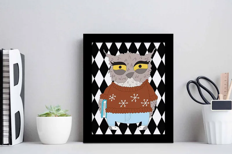 Billede Dyr med ramme flerfarvet - 22,3x52,8 cm - Boligtilbehør - Billeder & kunst