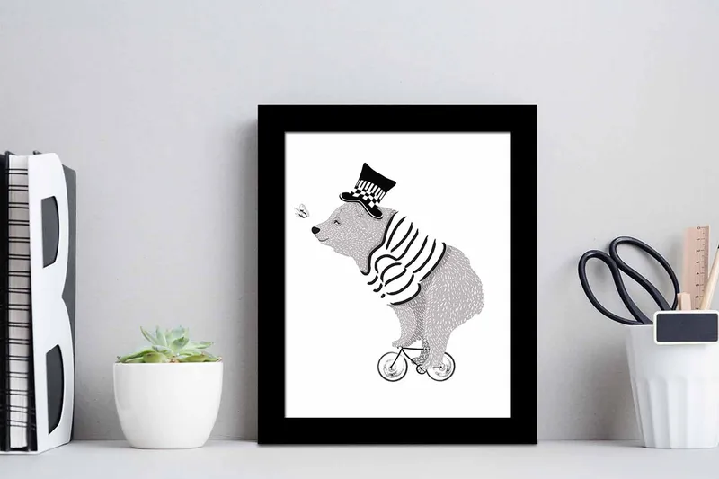 Billede Dyr med ramme flerfarvet - 22,3x52,8 cm - Boligtilbehør - Billeder & kunst