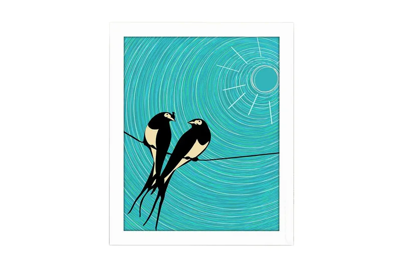 Billede Dyr med ramme flerfarvet, 22,3x52,8 cm