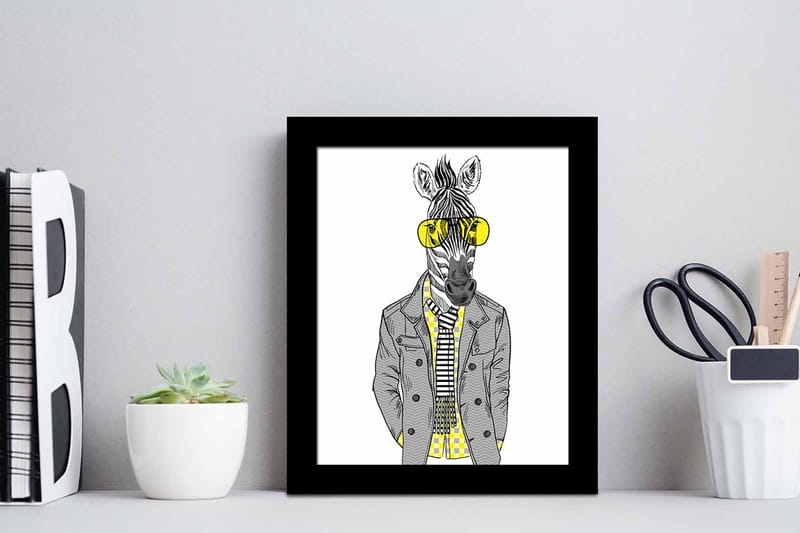 Billede Dyr med ramme flerfarvet - 22,3x52,8 cm - Boligtilbehør - Billeder & kunst