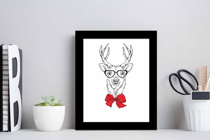 Billede Dyr med ramme flerfarvet - 22,3x52,8 cm - Boligtilbehør - Billeder & kunst