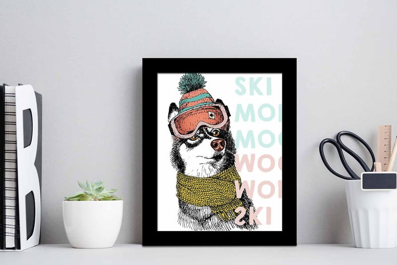 Billede Dyr med ramme flerfarvet - 22,3x52,8 cm - Boligtilbehør - Billeder & kunst