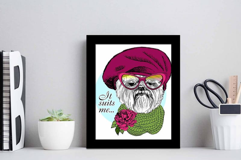 Billede Dyr med ramme flerfarvet - 22,3x52,8 cm - Boligtilbehør - Billeder & kunst