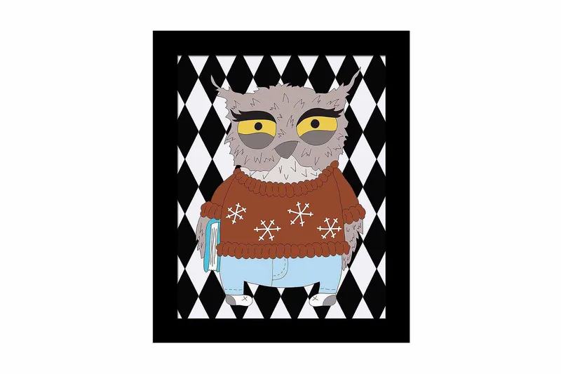 Billede Dyr med ramme flerfarvet, 22,3x52,8 cm