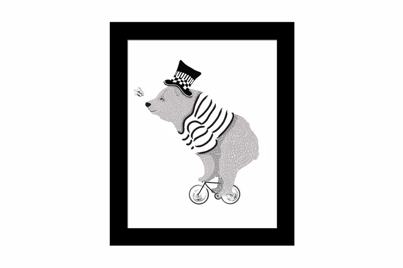 Billede Dyr med ramme flerfarvet, 22,3x52,8 cm