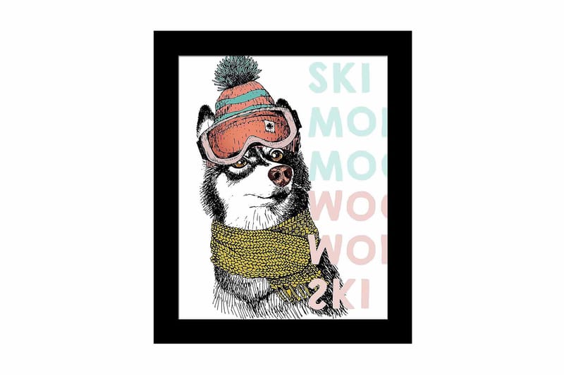 Billede Dyr med ramme flerfarvet, 22,3x52,8 cm