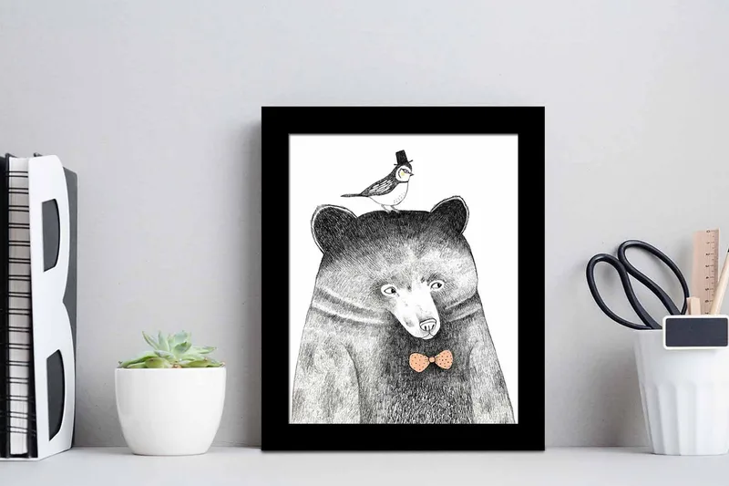 Billede Dyr med ramme flerfarvet - 22,3x52,8 cm - Boligtilbehør - Billeder & kunst