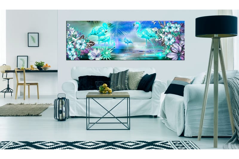 Billede Flamingoes By Night 135x45 - Artgeist sp. z o. o. - Boligtilbehør - Billeder & kunst - Billeder på lærred