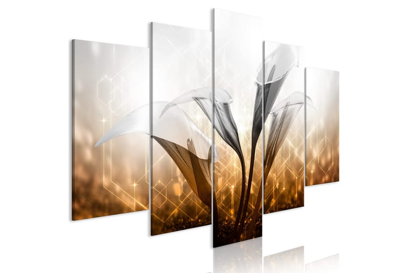 Billede Floral Quartet 5 Parts Wide Golden 100x50, Artgeist sp. z o. o.