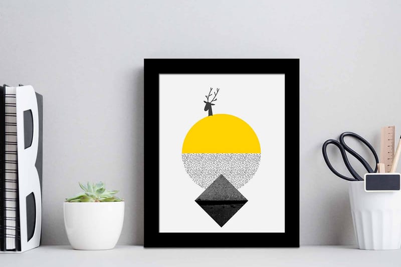 Billede Geometric with Frame Multicolored - 22,3x52,8 cm - Boligtilbehør - Billeder & kunst