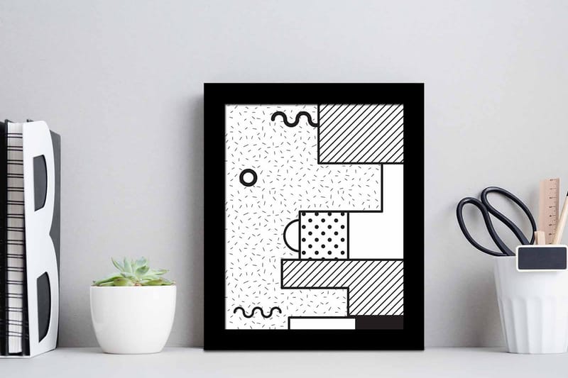 Billede Geometric with Frame Multicolored - 22,3x52,8 cm - Boligtilbehør - Billeder & kunst