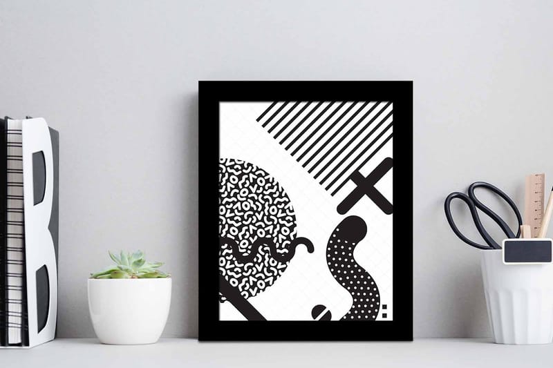 Billede Geometric with Frame Multicolored - 22,3x52,8 cm - Boligtilbehør - Billeder & kunst
