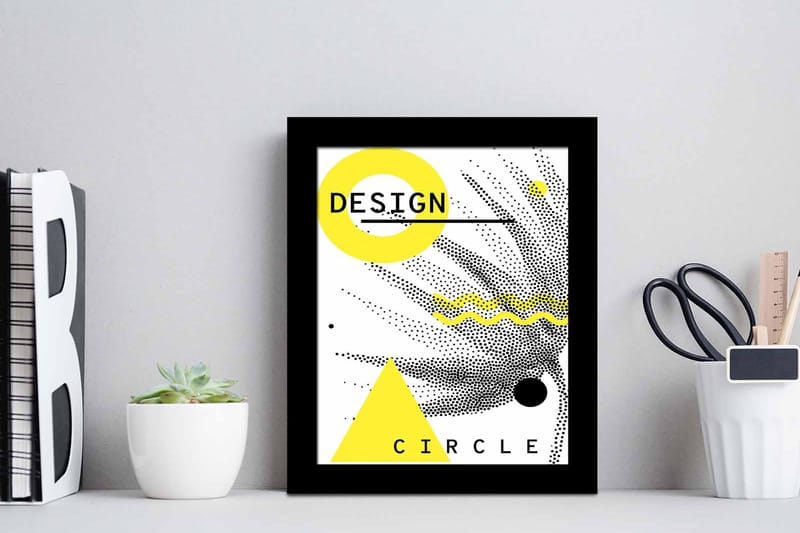 Billede Geometric with Frame Multicolored - 22,3x52,8 cm - Boligtilbehør - Billeder & kunst