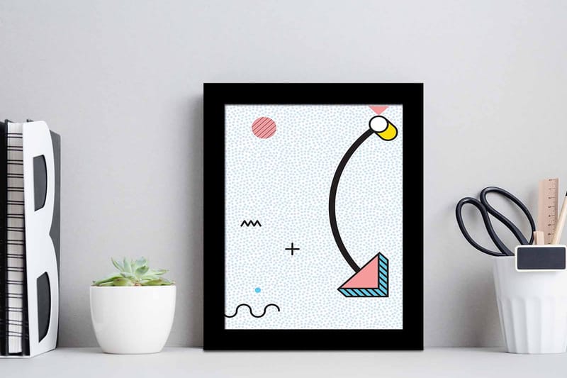 Billede Geometric with Frame Multicolored - 22,3x52,8 cm - Boligtilbehør - Billeder & kunst
