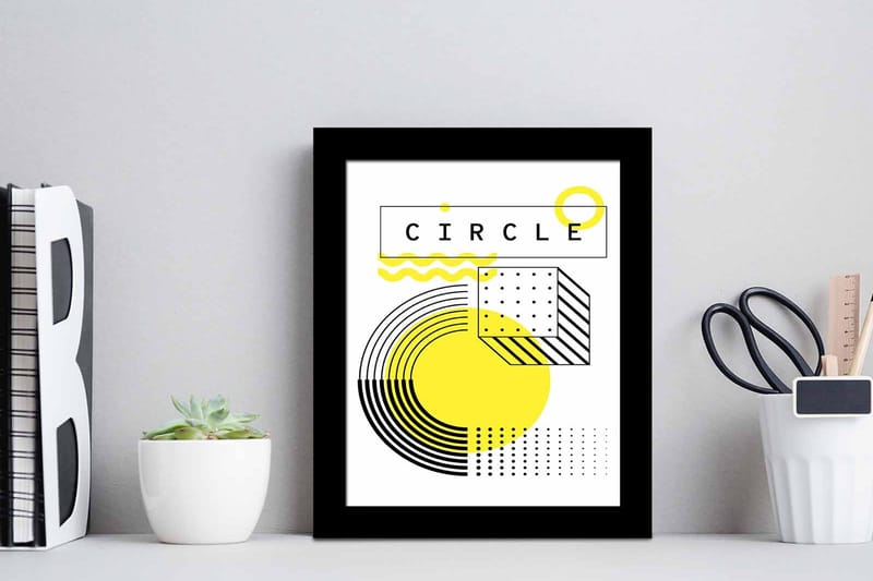 Billede Geometric with Frame Multicolored - 22,3x52,8 cm - Boligtilbehør - Billeder & kunst