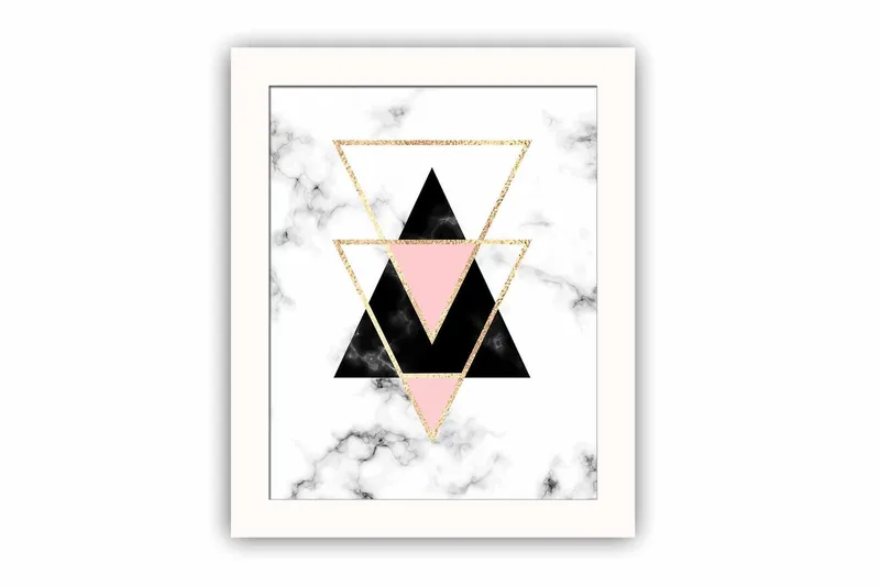 Billede Geometric with Frame Multicolored, 22,3x52,8 cm