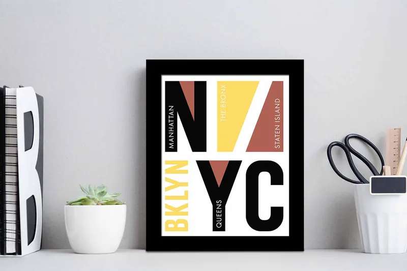 Billede Geometric with Frame Multicolored - 22,3x52,8 cm - Boligtilbehør - Billeder & kunst