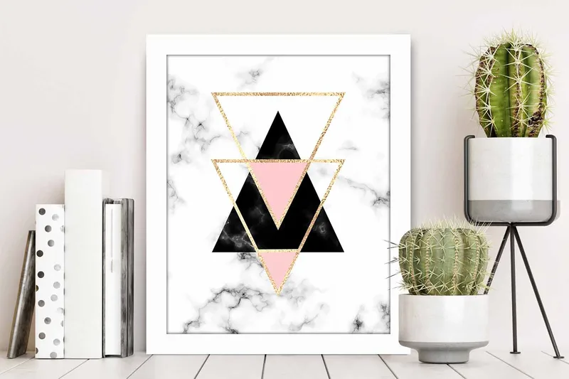 Billede Geometric with Frame Multicolored - 22,3x52,8 cm - Boligtilbehør - Billeder & kunst