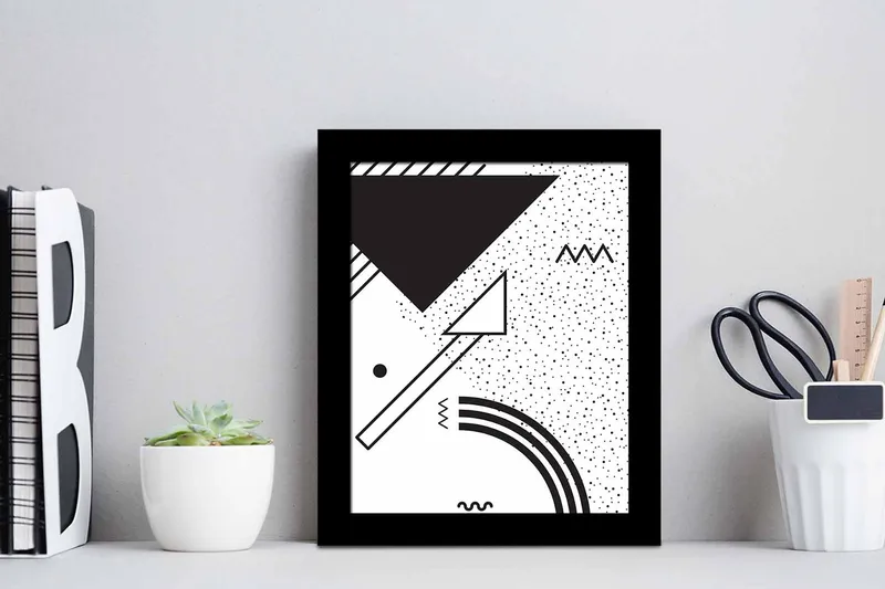 Billede Geometric with Frame Multicolored - 22,3x52,8 cm - Boligtilbehør - Billeder & kunst