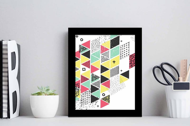 Billede Geometric with Frame Multicolored - 22,3x52,8 cm - Boligtilbehør - Billeder & kunst