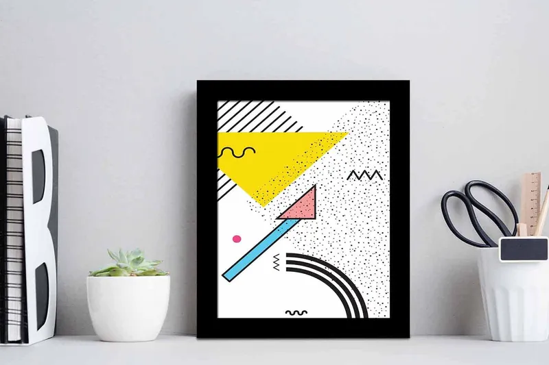Billede Geometric with Frame Multicolored - 23,5x28,5 cm - Boligtilbehør - Billeder & kunst