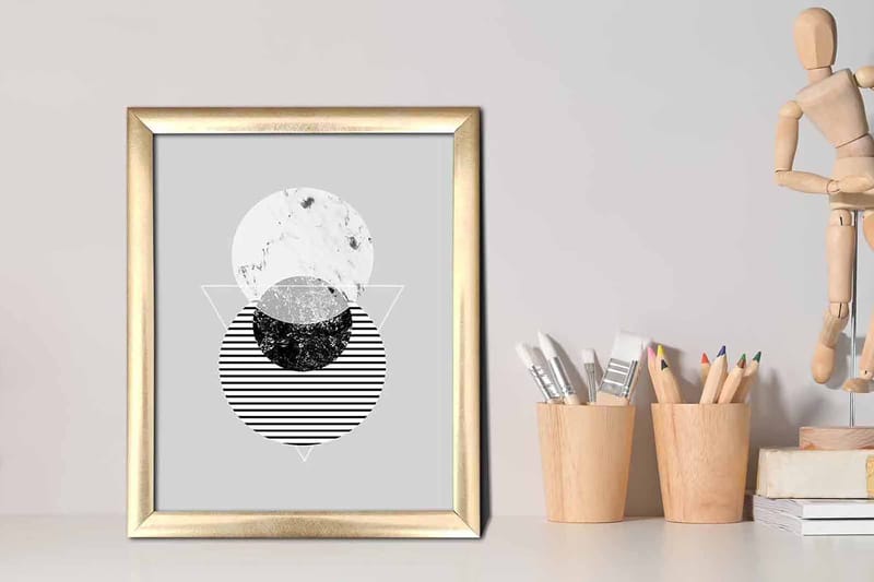 Billede Geometrisk med ramme flerfarvet - 22,3x52,8 cm - Boligtilbehør - Billeder & kunst