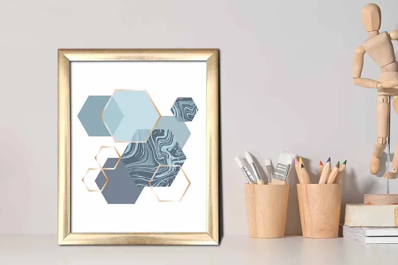 Billede Geometrisk med ramme flerfarvet - 22,3x52,8 cm - Boligtilbehør - Billeder & kunst