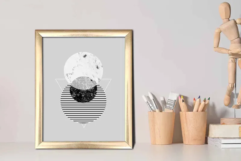 Billede Geometrisk med ramme flerfarvet - 22,3x52,8 cm - Boligtilbehør - Billeder & kunst