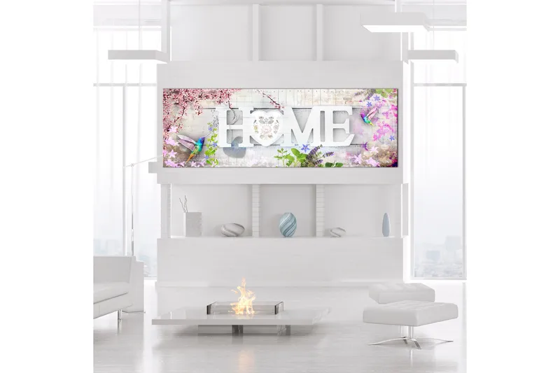 Billede Home and Hummingbirds (1 del) Lyserød Smal 120x40, Artgeist sp. z o. o.