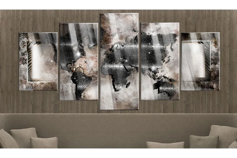 Billede I Akryl Graphite Map 100x50 - Brun/Bronse - Boligtilbehør - Billeder & kunst