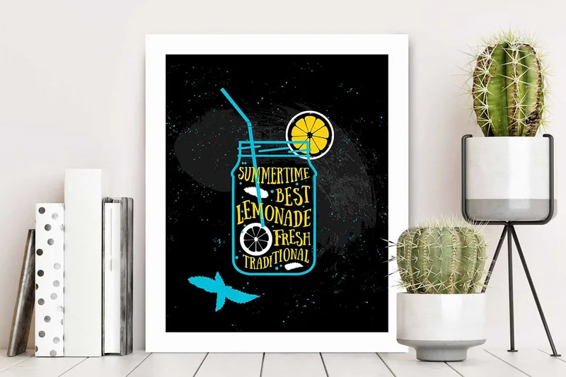 Billede Køkken med stel flerfarvet - 22,3x52,8 cm - Boligtilbehør - Billeder & kunst