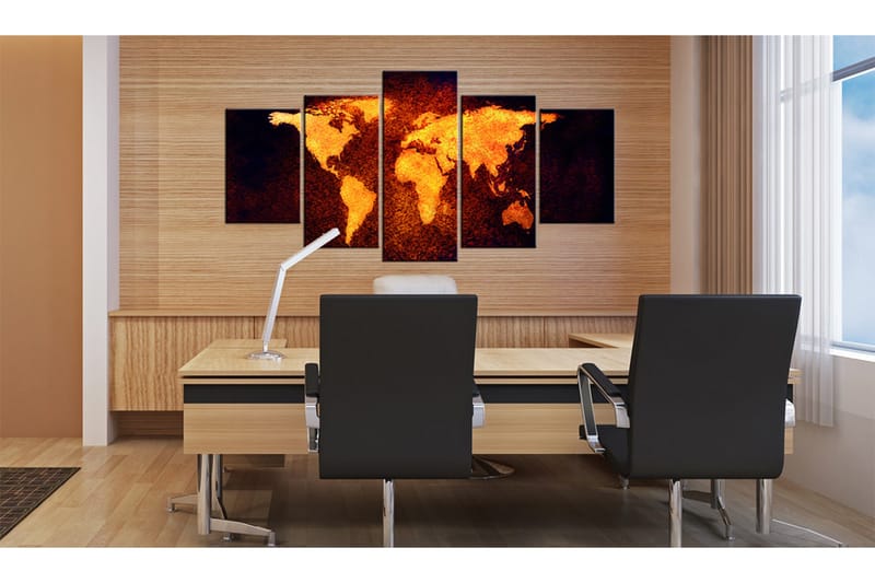 Billede Kort Over Verden Hot Lava 100x50 - Artgeist sp. z o. o. - Boligtilbehør - Billeder & kunst - Billeder på lærred