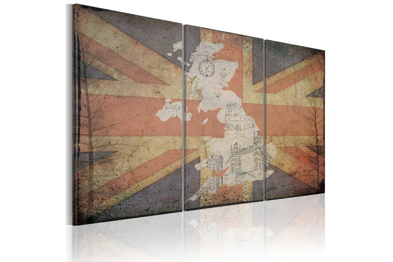 Billede Map of United Kingdom Triptych 90x60, Artgeist sp. z o. o.